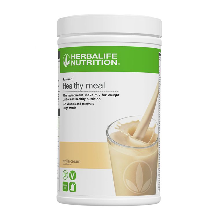 Formula 1 product beside breakfast ingredients