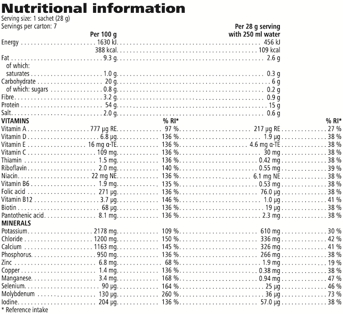 Protein Drink Mix Vegan Vanilla nutritional information